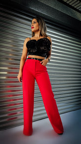 “SELENA” 3D ROSE DETAIL SEQUIN CROP TOP